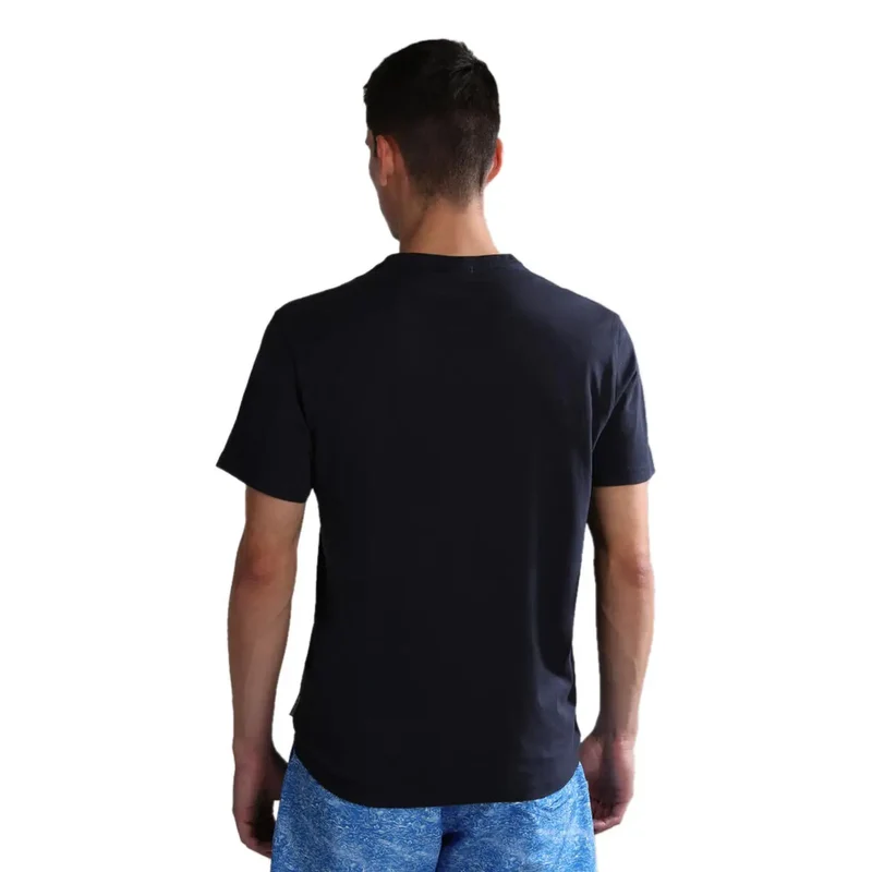 Napapijri Herren T-Shirt Blau Kurze Ärmel Baumwolle Rundhals