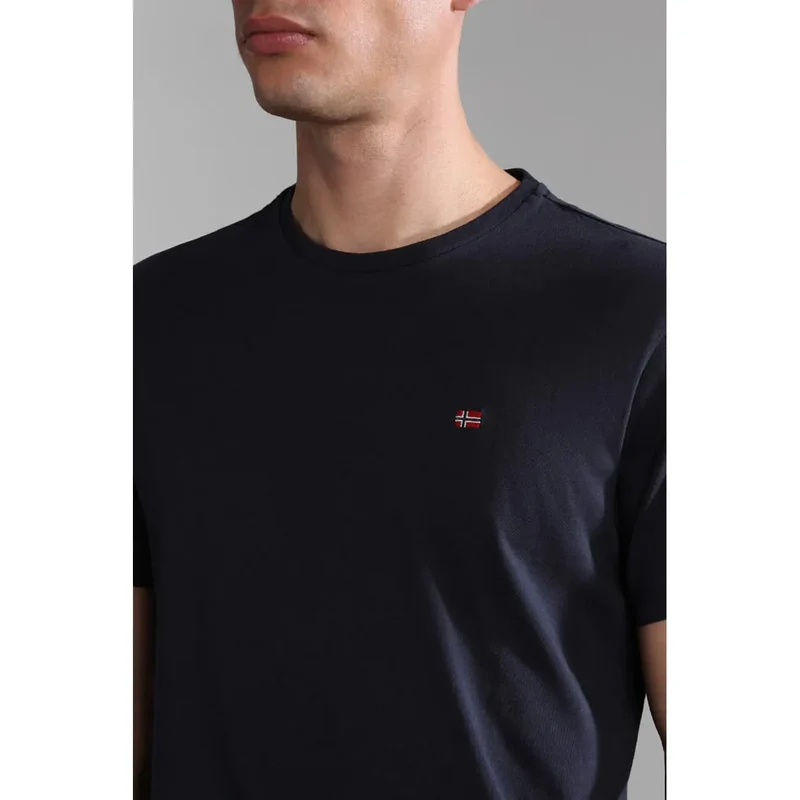 Napapijri Herren T-Shirt Blau Kurze Ärmel Baumwolle Rundhals