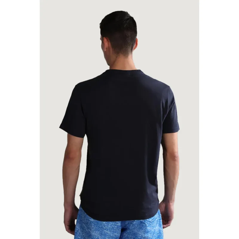 Napapijri Herren T-Shirt Blau Kurze Ärmel Baumwolle Rundhals