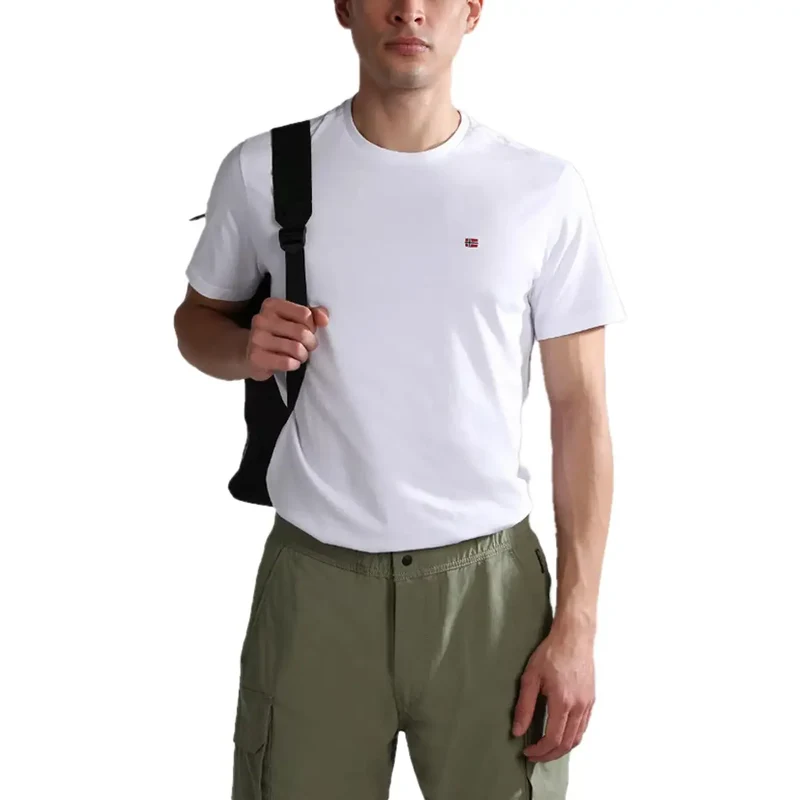 Napapijri Herren T-Shirt Weiß Baumwolle Kurze Ärmel Rundhals