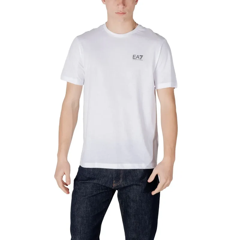 EA7 Herren T-Shirt Schwarz Kurze Ärmel Rundhals 100% Baumwolle
