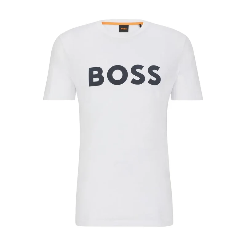 Herren T-Shirt Weiß Rundhals Druck 100 Baumwolle