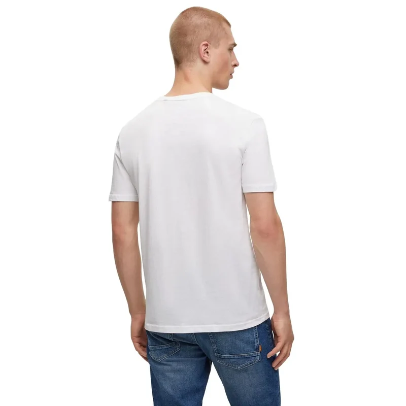 Herren T-Shirt Weiß Rundhals Druck 100 Baumwolle