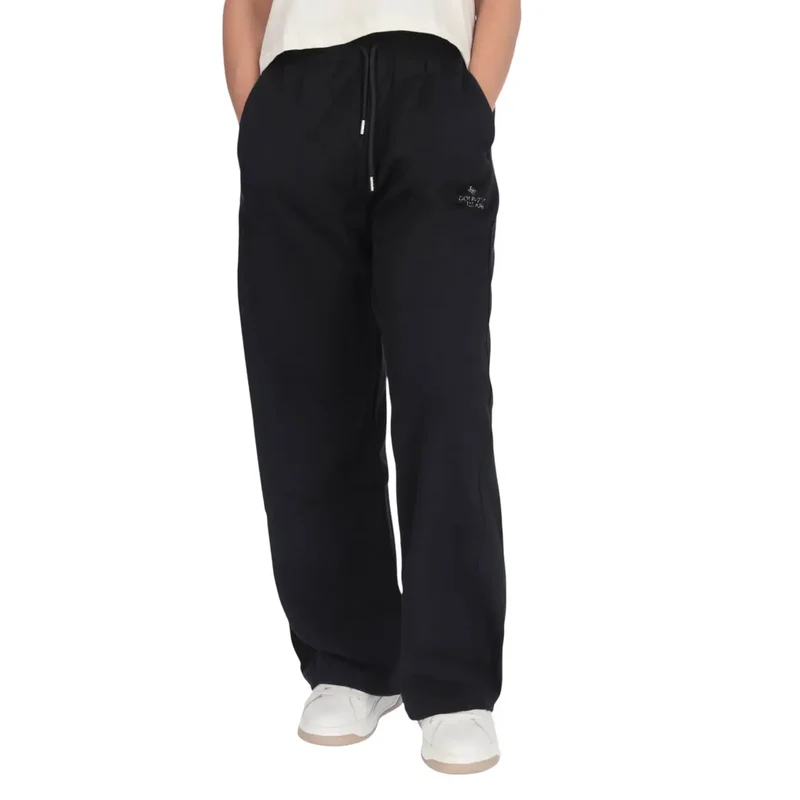 County Of Milan Damen Schwarz Baumwolle Hose mit Schnürung