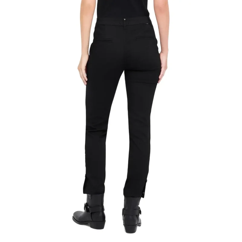 Liu Jo Damen Schwarze Herbst-Winter-Hose mit Reißverschluss und Knopf