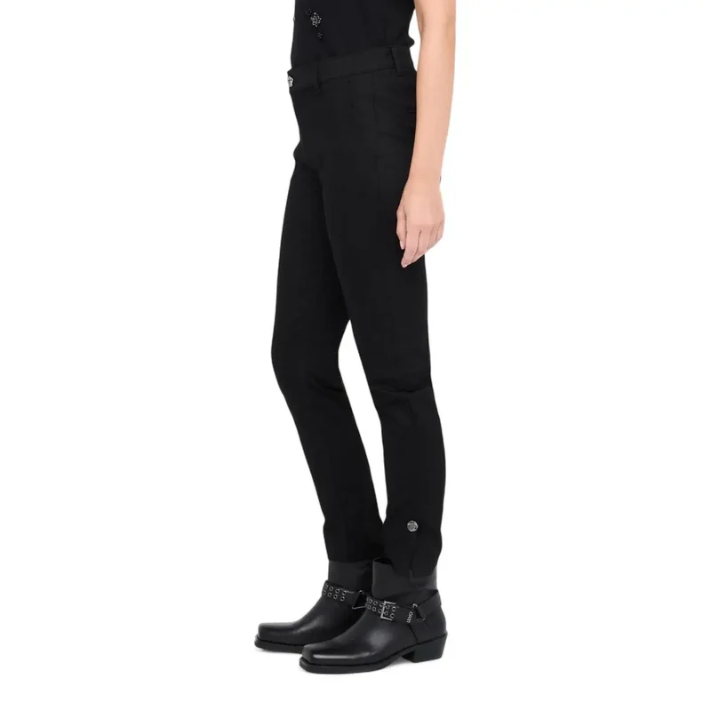 Liu Jo Damen Schwarze Herbst-Winter-Hose mit Reißverschluss und Knopf