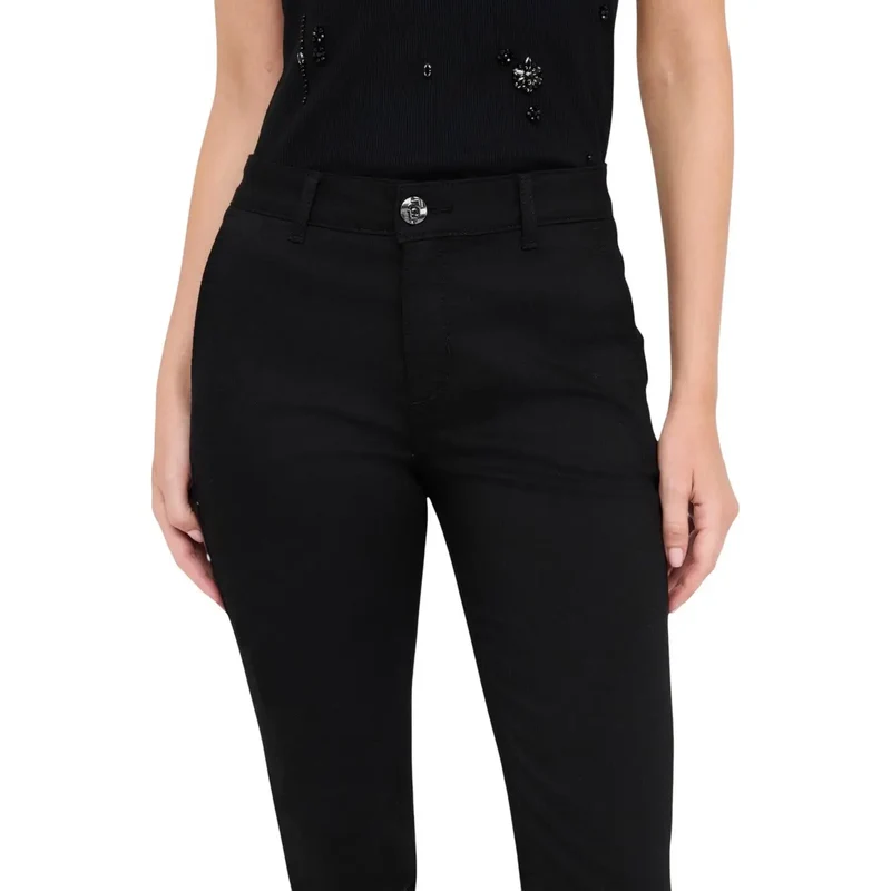 Liu Jo Damen Schwarze Herbst-Winter-Hose mit Reißverschluss und Knopf