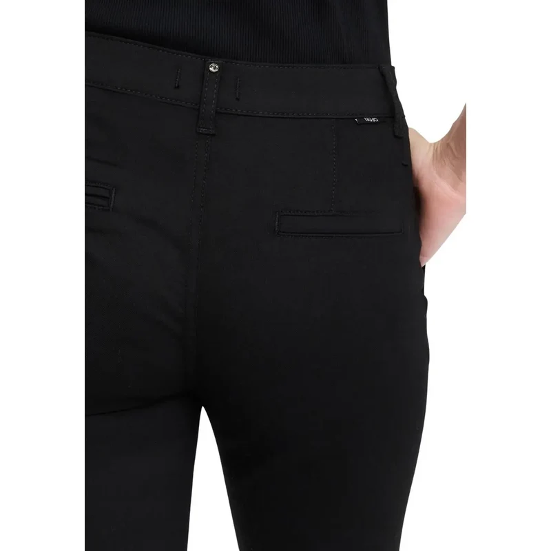 Liu Jo Damen Schwarze Herbst-Winter-Hose mit Reißverschluss und Knopf
