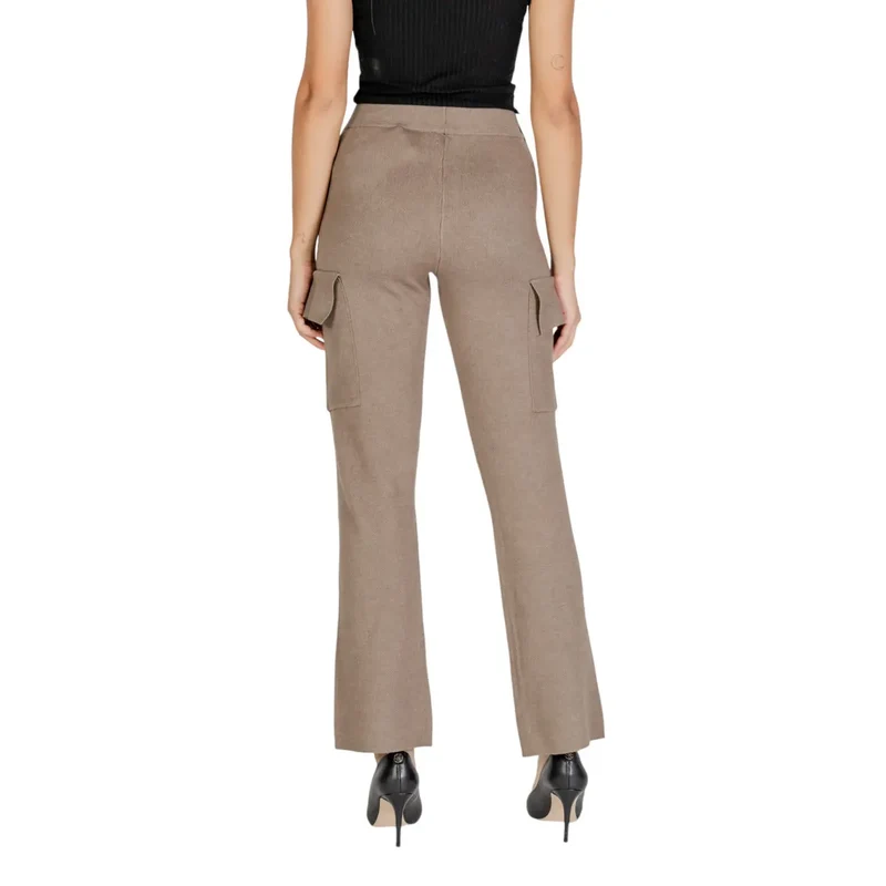 Vila Beige Viskosemischung Hose mit Seitentaschen