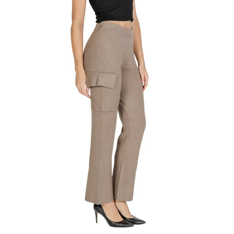 Vila Beige Viskosemischung Hose mit Seitentaschen