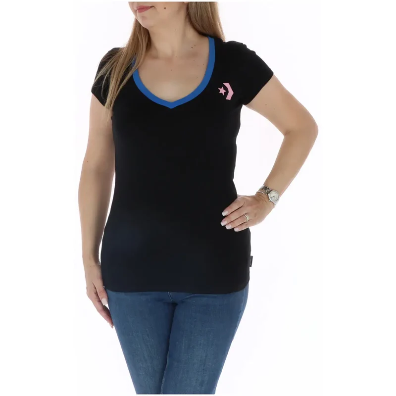 Damen-T-Shirt aus Baumwolle mit Rundhalsausschnitt, kurzärmelig, lila