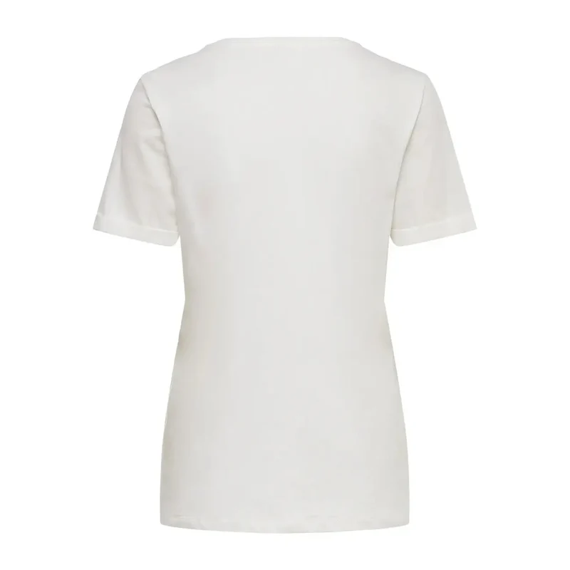 Only Damen Weißer Rundhalsausschnitt Baumwoll Kurzarm-T-Shirt Artikel 15244714