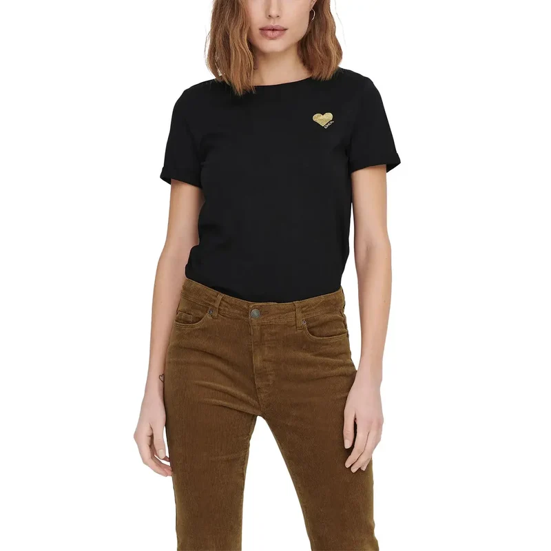 Only Damen Weißer Rundhalsausschnitt Baumwoll Kurzarm-T-Shirt Artikel 15244714