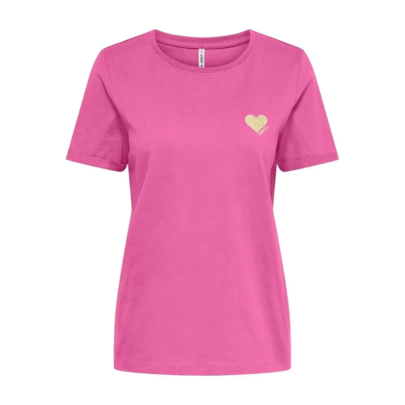 Only Damen Weißer Rundhalsausschnitt Baumwoll Kurzarm-T-Shirt Artikel 15244714