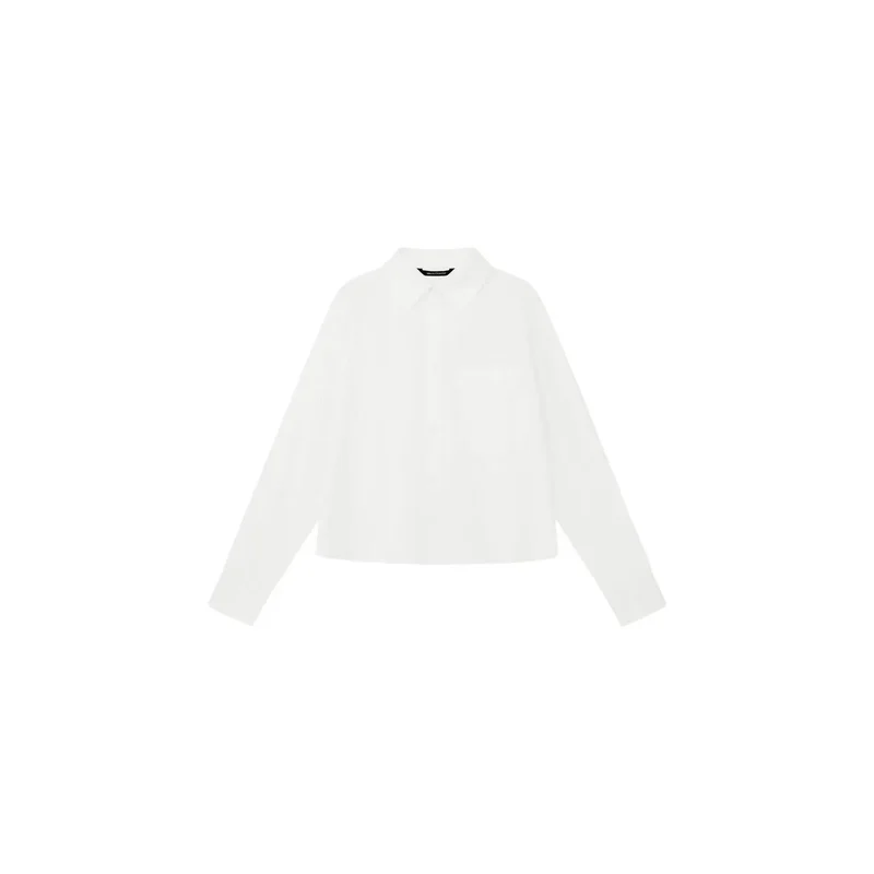Armani Exchange Damen Weiße Lange Klassische Baumwollbluse