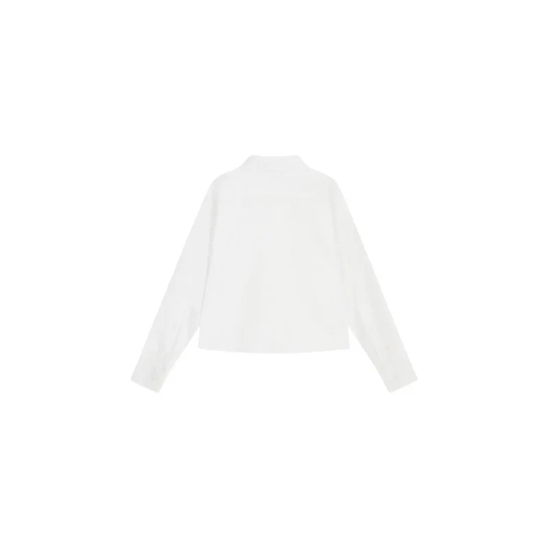 Armani Exchange Damen Weiße Lange Klassische Baumwollbluse