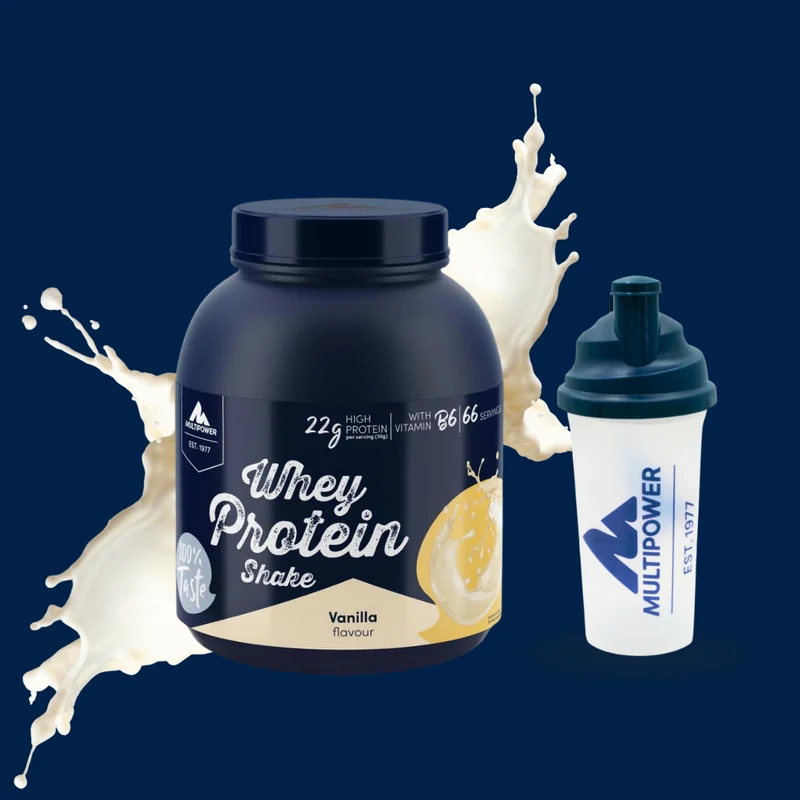 Whey Protein (2000g) Vanille inkl. Multipower 700ml Shaker