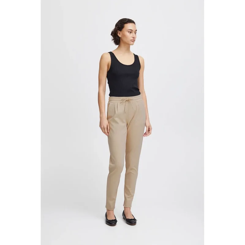Damenhose Beige mit Spitze vorn und Fronttaschen 20105036