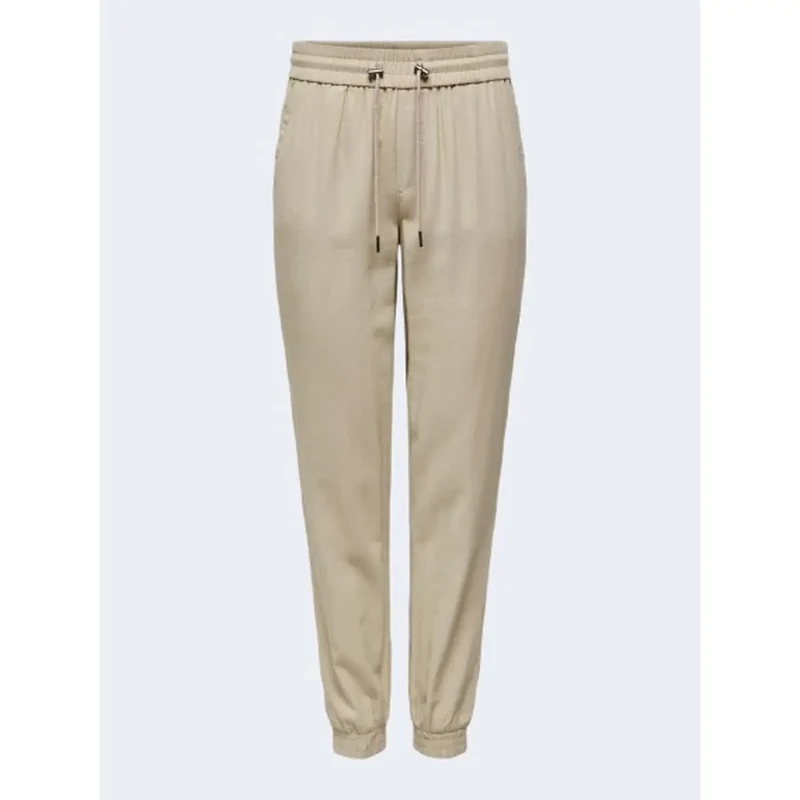 Only Damen: beiger Viskose-Hose mit Spitze für den Frühling und den Sommer