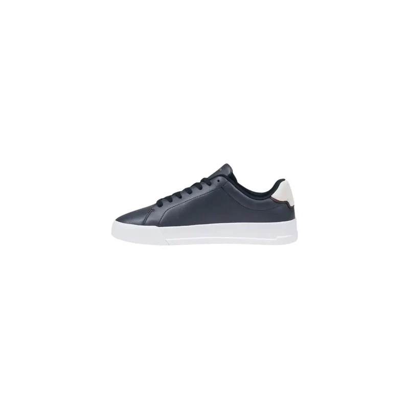 Marineblaue Leder Sneaker mit weißer Sohle Tommy Hilfiger