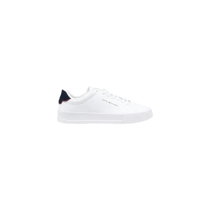 Marineblaue Leder Sneaker mit weißer Sohle Tommy Hilfiger