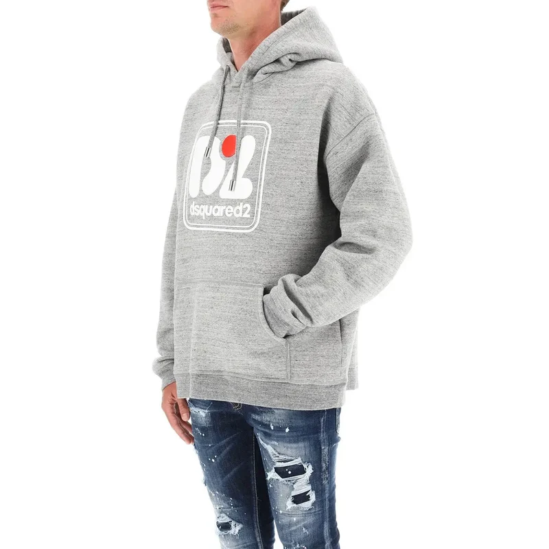 Graues Sweatshirt mit Kapuze