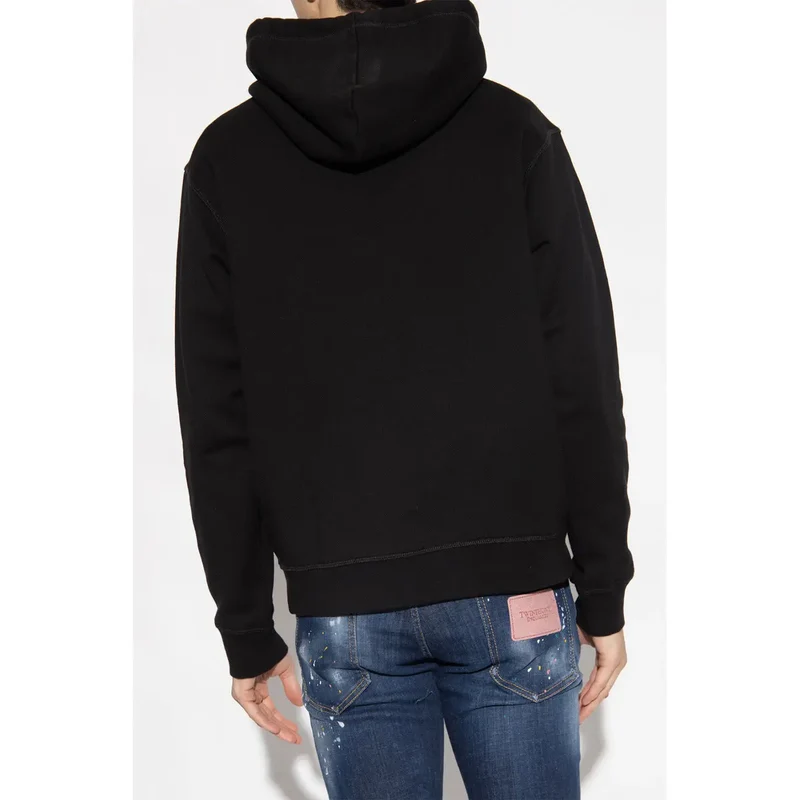 Schwarzes Sweatshirt mit Kapuze und bunter ICON Grafik