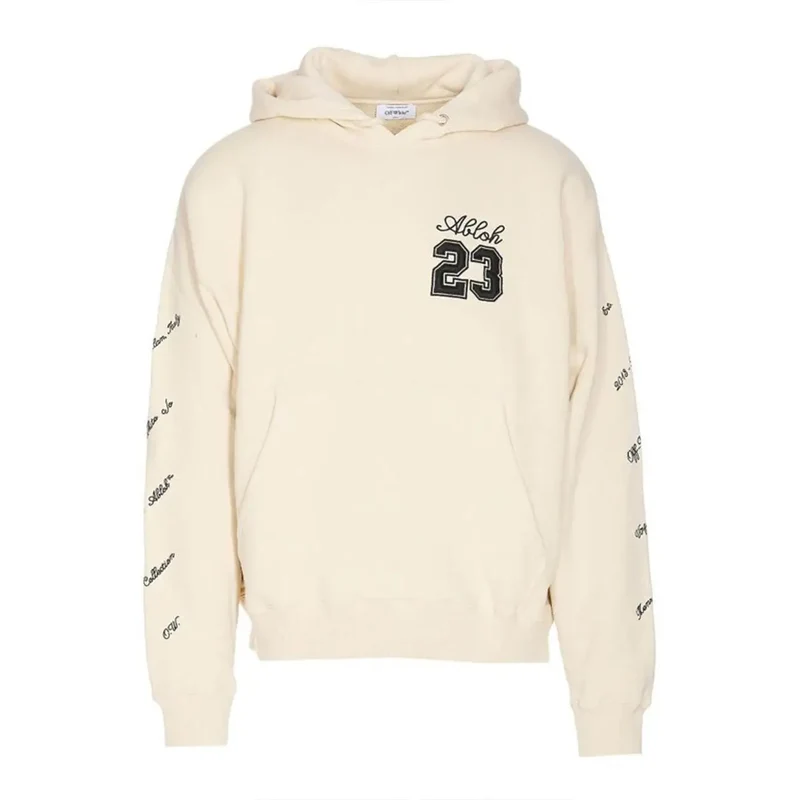 Cremefarbener Hoodie mit Abloh 23 Design