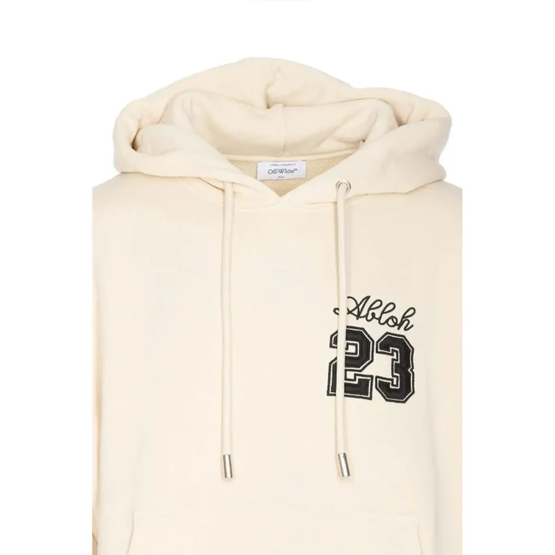 Cremefarbener Hoodie mit Abloh 23 Design