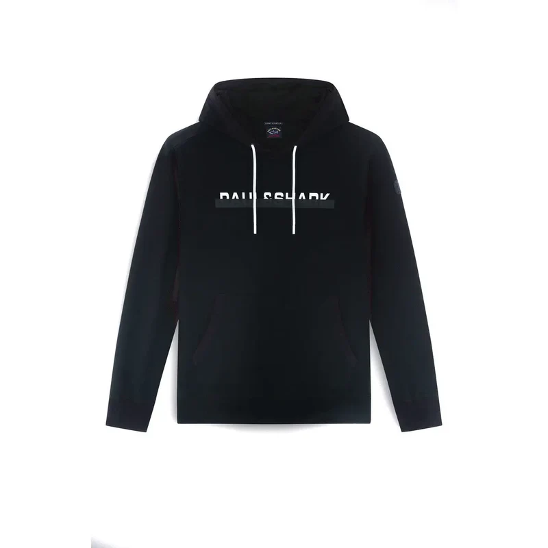 Schwarzes Sweatshirt mit Kapuze und Kordelzug
