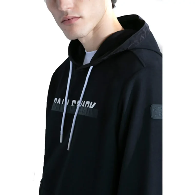 Schwarzes Sweatshirt mit Kapuze und Kordelzug