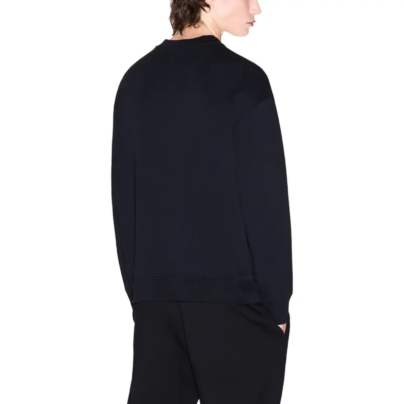 Armani Exchange Herren-Sweatshirt aus schwarzer Baumwolle mit Print, Rundhalsausschnitt