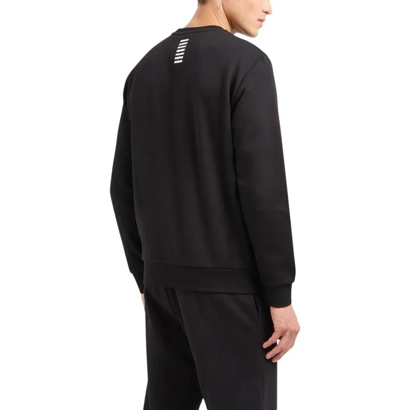 EA7 Herren schwarzer Baumwoll-Sweater mit Rundhalsausschnitt 8NPM34 PJVTZ