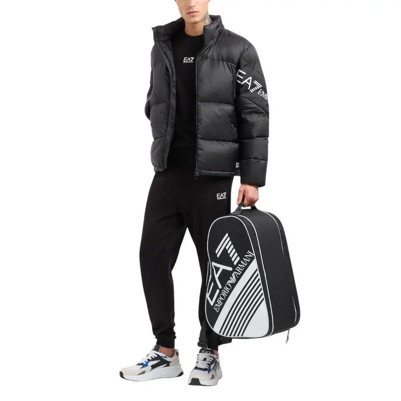 EA7 Herren schwarzer Baumwoll-Sweater mit Rundhalsausschnitt 8NPM34 PJVTZ