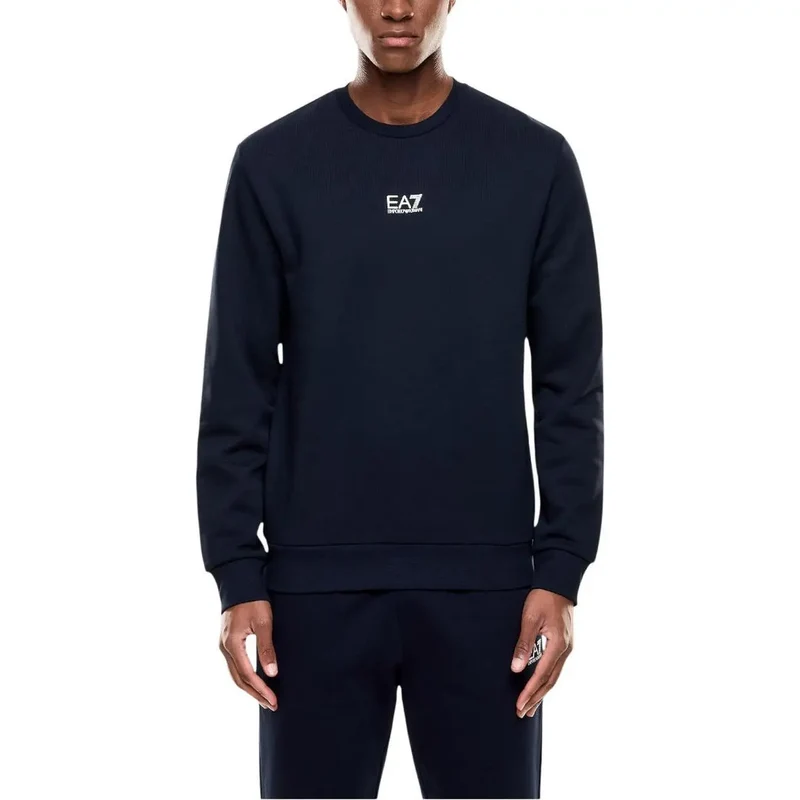 EA7 Herren schwarzer Baumwoll-Sweater mit Rundhalsausschnitt 8NPM34 PJVTZ