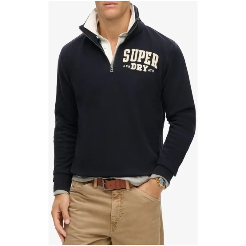 Superdry Herren-Sweatshirts mit blauem Print aus Baumwolle mit langem Ärmel