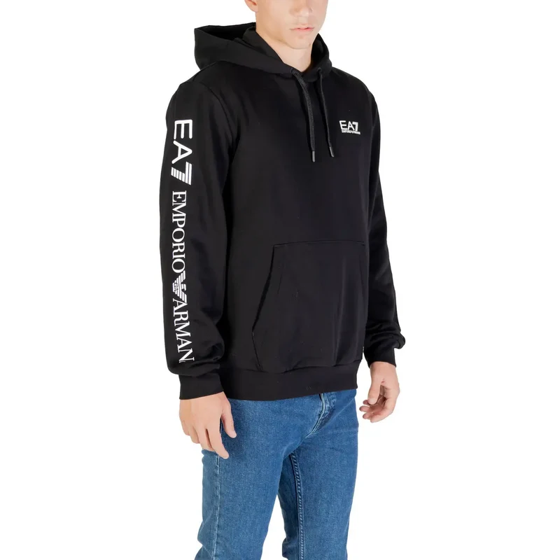 EA7 Herren-Hoodie in Schwarz, Sweatshirt aus Baumwollmischgewebe, 7M000570