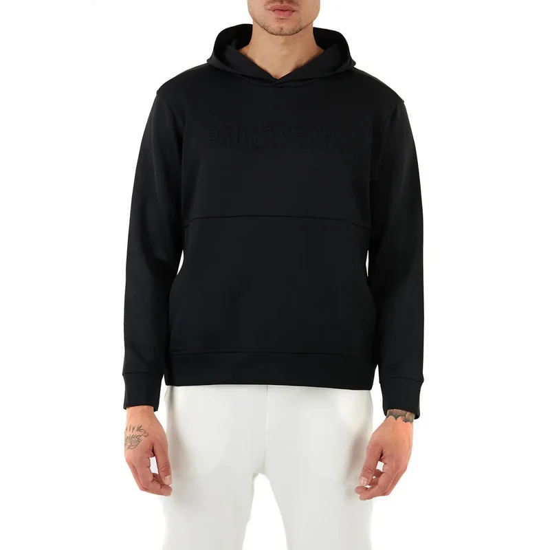 Herren-Sweatshirt von Paul and Shark aus schwarzem Baumwollstoff mit Kapuze