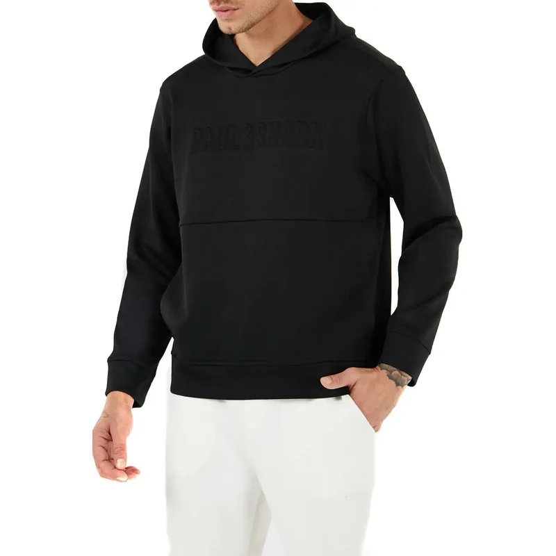 Herren-Sweatshirt von Paul and Shark aus schwarzem Baumwollstoff mit Kapuze