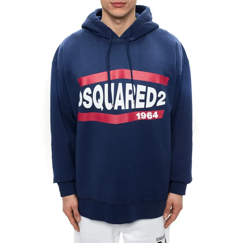 Dsquared Herren Blaues Baumwollpullover mit Kapuze
