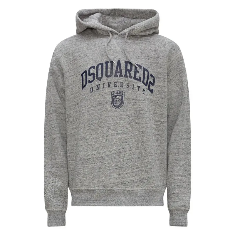 Dsquared Herren grauer Kapuzen-Baumwoll-Sweatshirt mit Rundhalsausschnitt