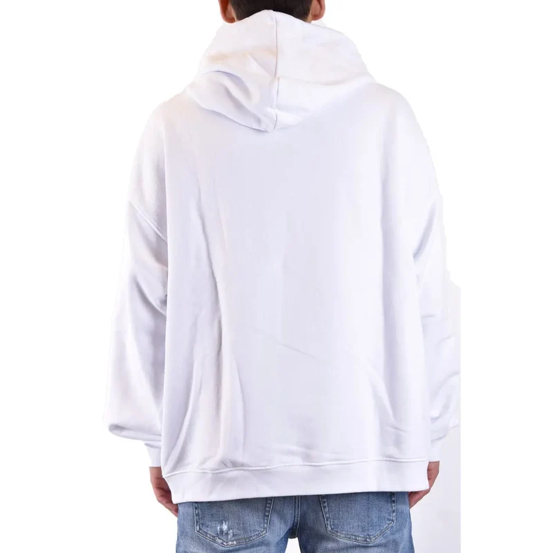 Dsquared2 Herren-Sweatshirt aus weißer Baumwolle mit Kapuze und Druck