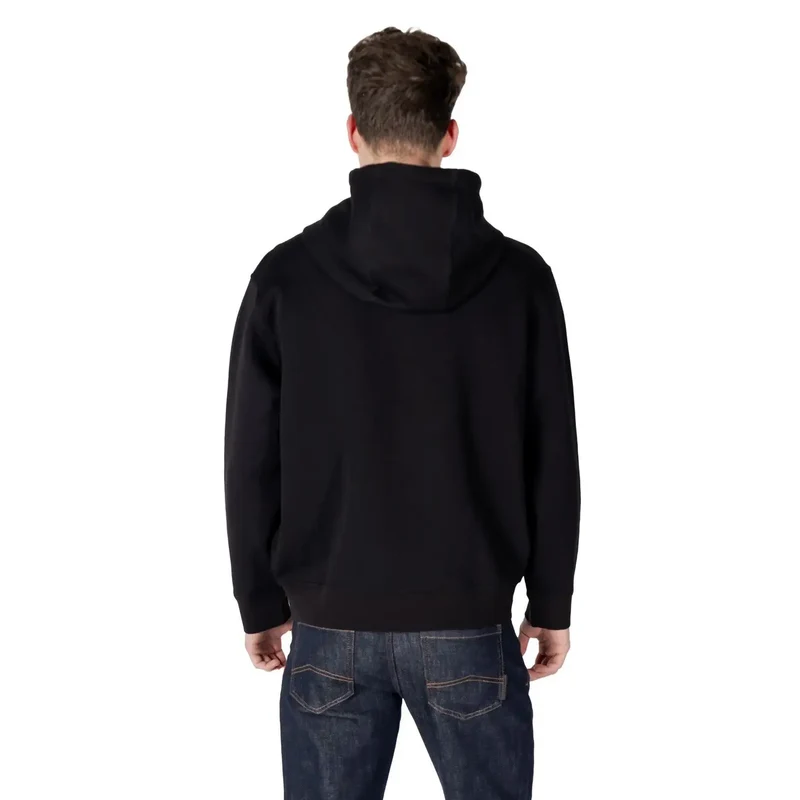 Herren Sweatshirt aus Baumwolle mit Reißverschluss und Kapuze in Schwarz