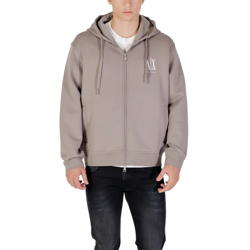 Herren Sweatshirt aus Baumwolle mit Reißverschluss und Kapuze in Schwarz