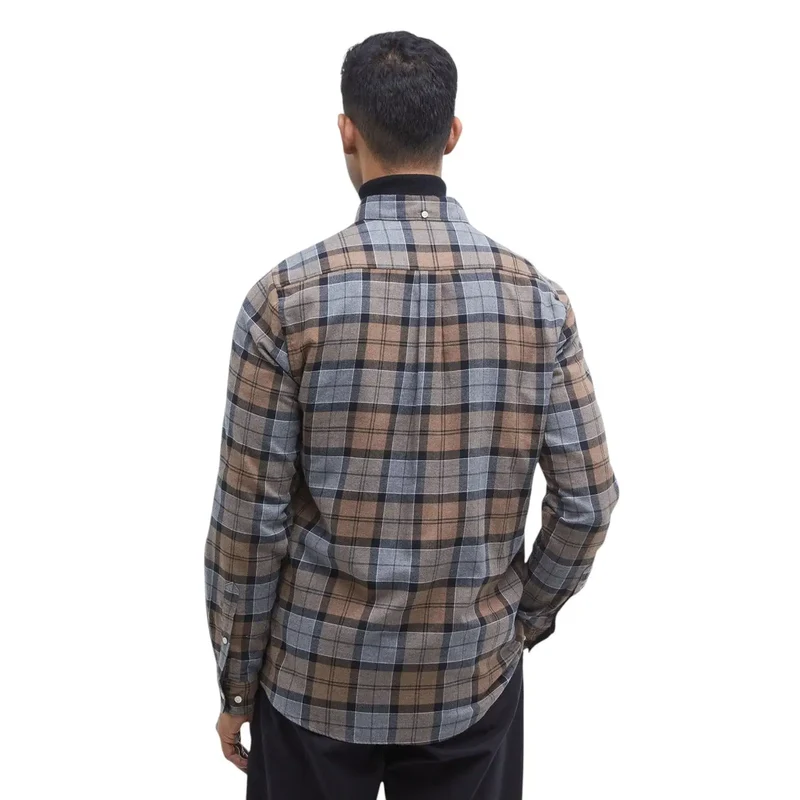 Barbour Herren Portdown Maßgeschneiderte Hemd Beige Karo Baumwolle