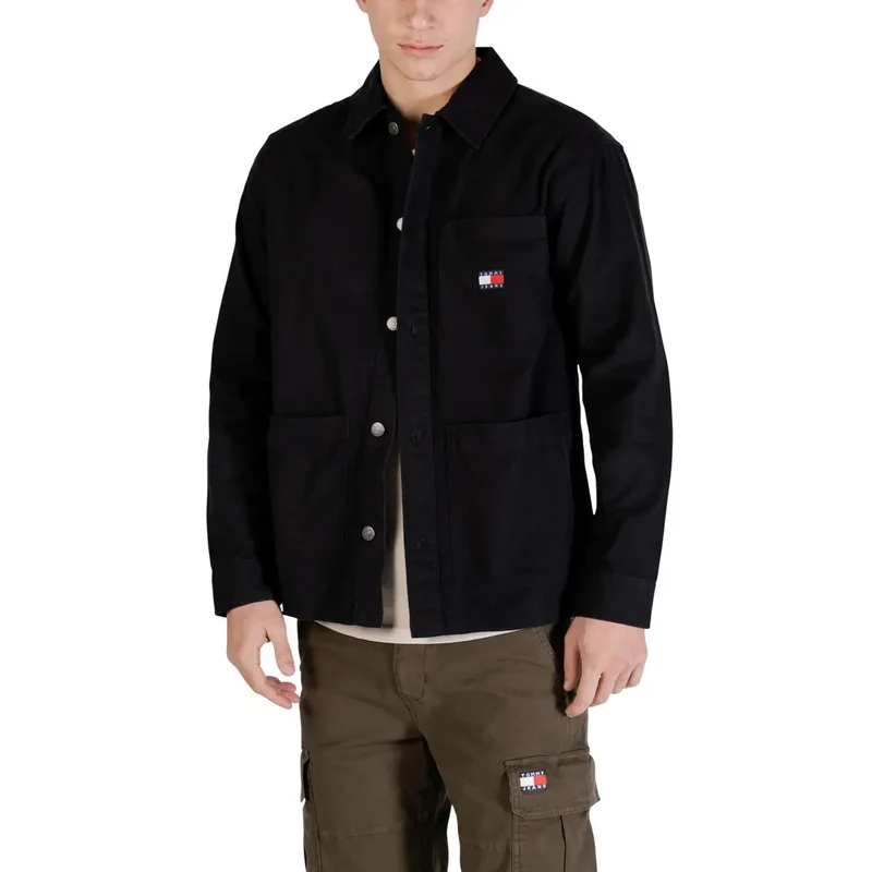 Tommy Hilfiger Jeans Herrenhemd Schwarz Bio-Baumwolle S