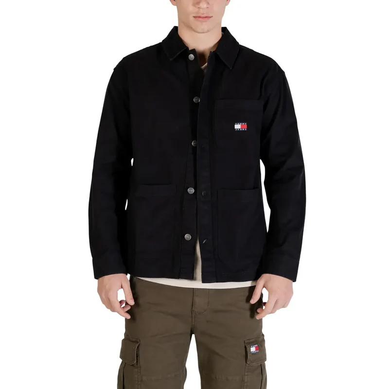 Tommy Hilfiger Jeans Herrenhemd Schwarz Bio-Baumwolle S