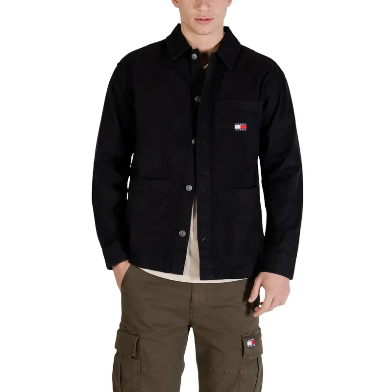 Tommy Hilfiger Jeans Herrenhemd Schwarz Bio-Baumwolle S