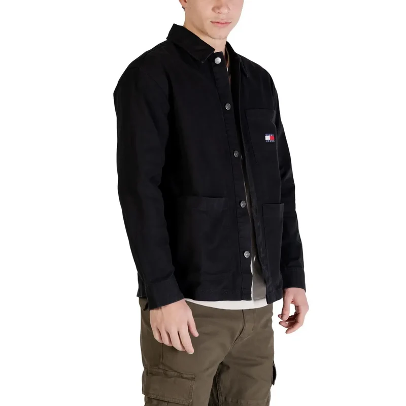 Tommy Hilfiger Jeans Herrenhemd Schwarz Bio-Baumwolle S