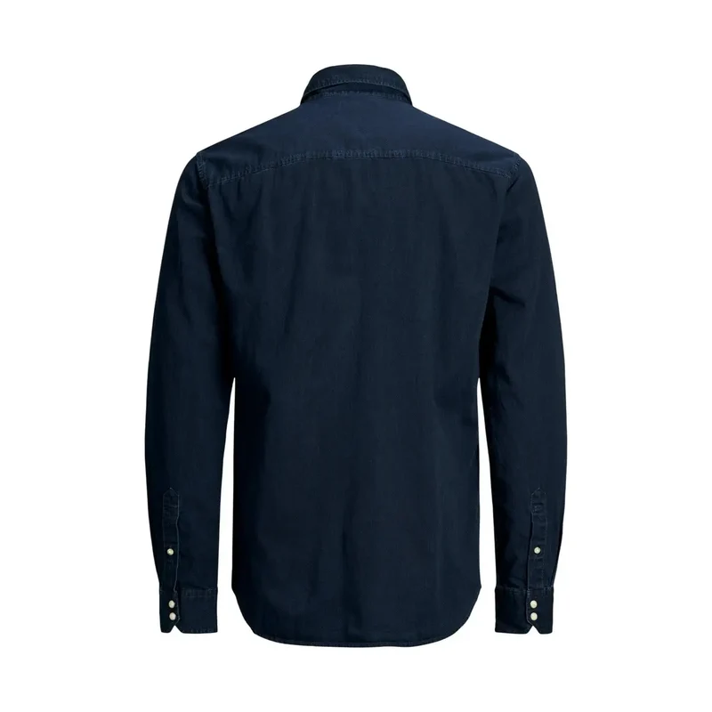 Jack Jones Herrenhemd Blau Baumwolle Langarm Klassisch JJESHERIDAN